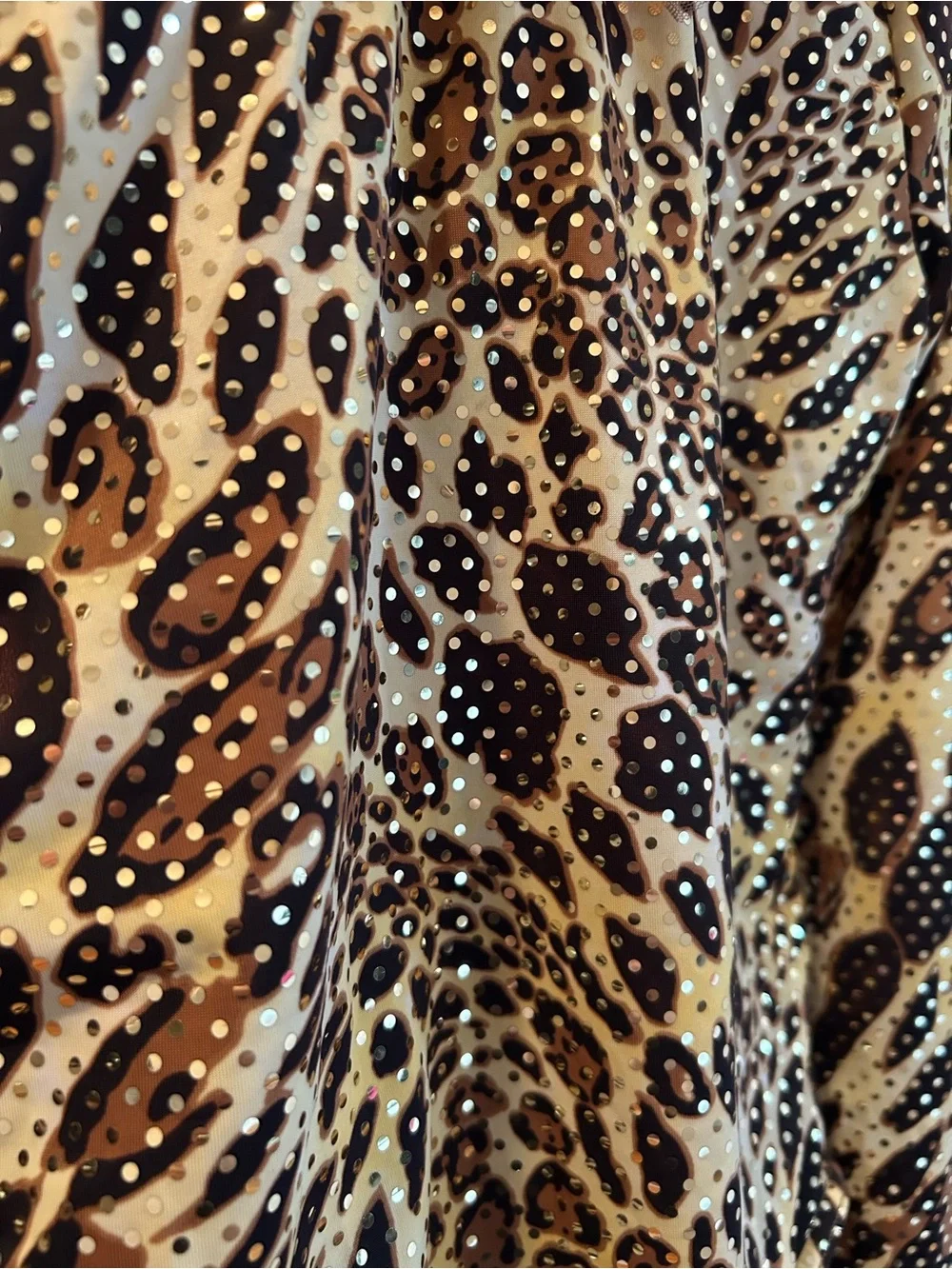 Weissman Grasslands Chant Animal Print Long-Sleeve Leotard with Tulle Trim - MC